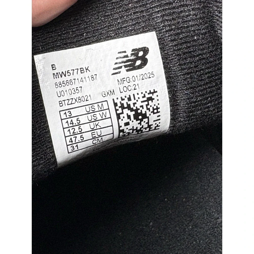New Balance 577 Shoes Mens 13 B Walking Black Leather Sneakers Lace Up  MW577BK